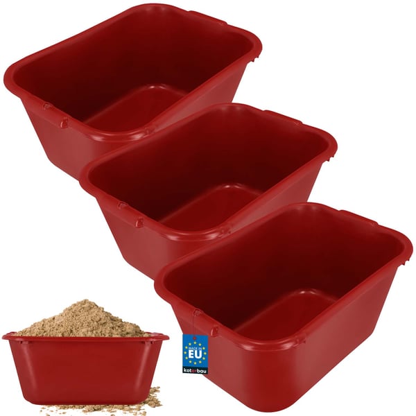 KOTARBAU® Rektangulär trädgårdscontainer Murbrukscontainer 55 l Röd Set om 3