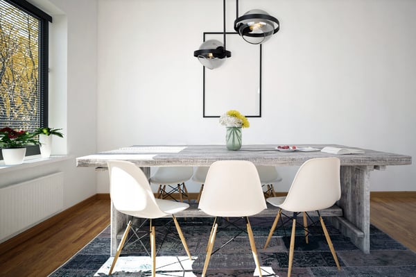 MODERNE GLAS HÆNGELAMPE MED GRAFITRING