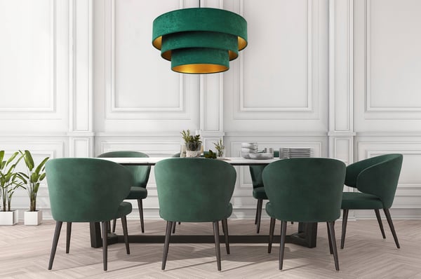 HÆNGENDE LAMPE LOFTSKRONE GYLDEN FLØJLSSKÆRM