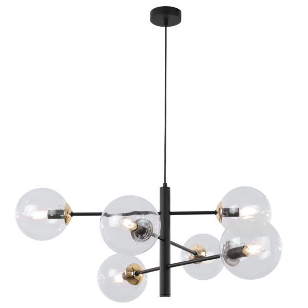 VICENZA SORT OG GULD HÆNGELAMPE 6 FLAD KLAR LAMPE E14