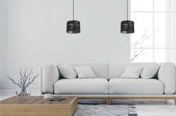 Lofthængende lampe, sølv marmor lampeskærm