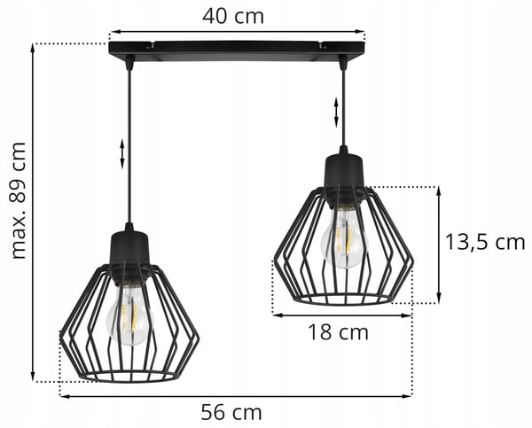 Hængelampe, loftslysekrone, trådskærm, LED
