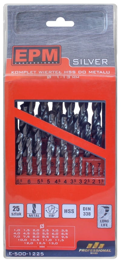HSS-borrsats för metall 1-13 mm 25 delar - E-500-1225