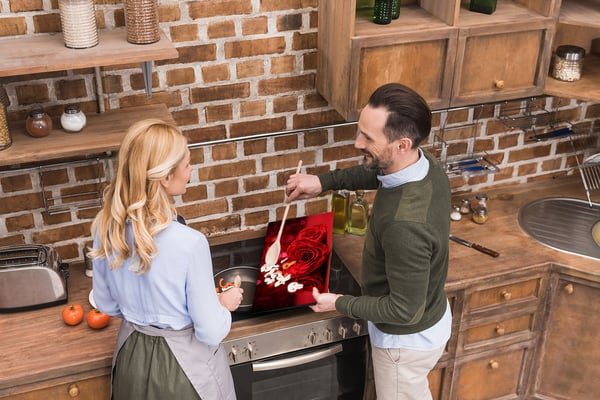 Glas skærebræt 52x30 roser