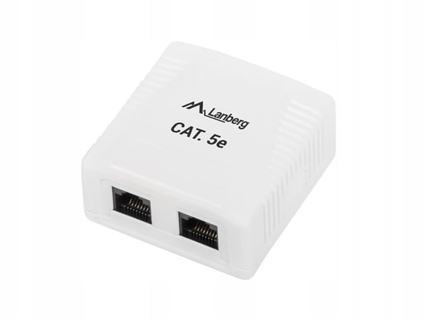 Lanberg OS5-0002-W kat.5E skærmet overflademonteret stikkontakt 2X RJ45