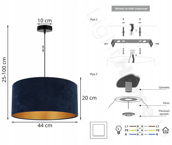 HÆNGENDE LAMPE LOFTSKRONE GYLDEN FLØJLSSKÆRM