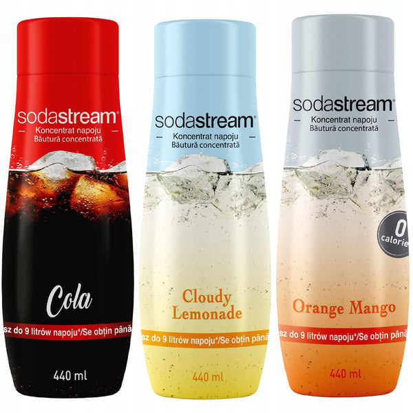 3 SodaStream-tiivisteen setti: Kola+Limonadi+Appelsiini-Mango
