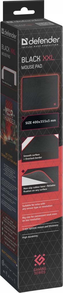 Defender Gaming-musmatta svart XXL 400x355x3mm
