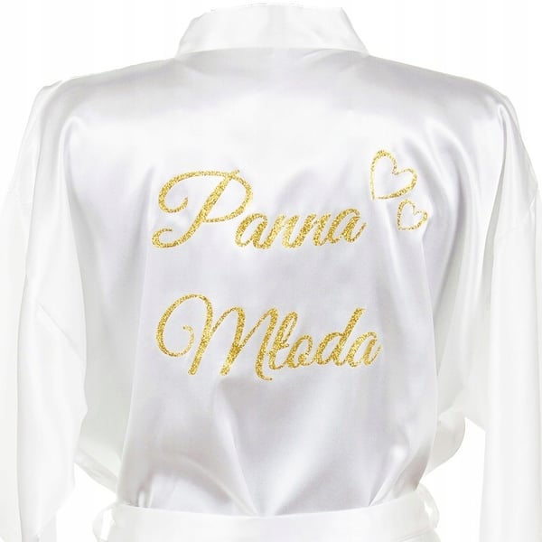 Satin badrock brud vit glitter M