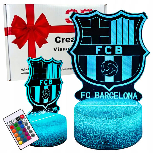 Nattlampa för barn FC Barcelonas vapensköldslogotyp 16 LED 3D + fjärrkontroll