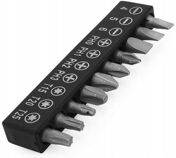 Vinkelskrewmejselindehaver til 1/4" bits og 10 bits