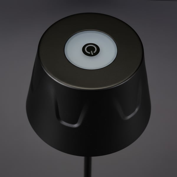 LED havelampe, stående, dekorativ, bord, natlampe, USB, dæmpbar, touch, sort, FIORA LUMILED