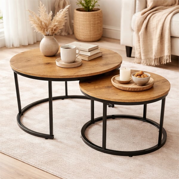 Begryf runt soffbord set om 2 aluminum 53x47 och 43x39 cm