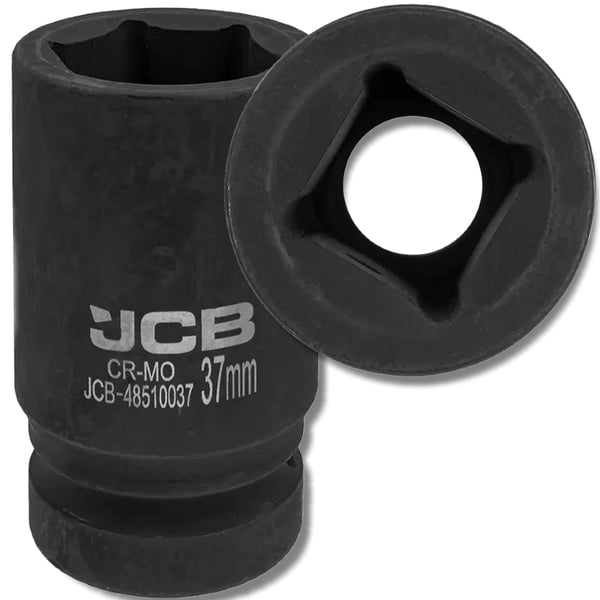JCB Dyb Slagtopnøgle 1" 37 mm 6-punkts Cr-Mo Topnøgle