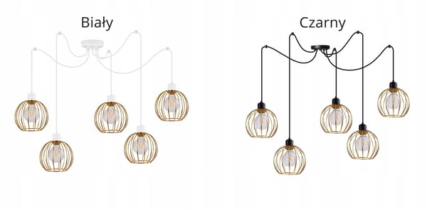 Lofthængende lampe med lysekrone i gylden edderkop-stil