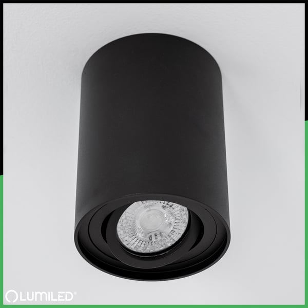 Overflademonteret HALOGEN Spot Tube Bevægelig GU10 Rund Sort 84mm AMAT-M LUMILED