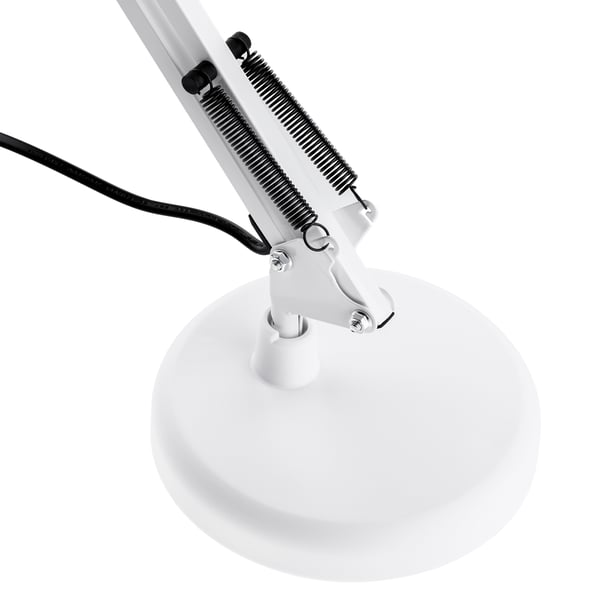 Pöytälamppu piirustus E27 TOBI valkoinen Lumiled ja kiinnike työpöydälle