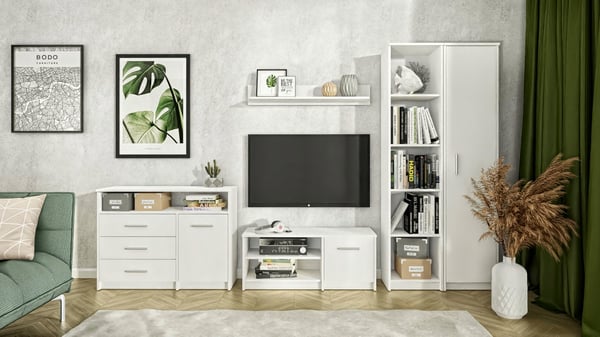 TV-bord Bodo 1D 100 hvid kommode med hylder