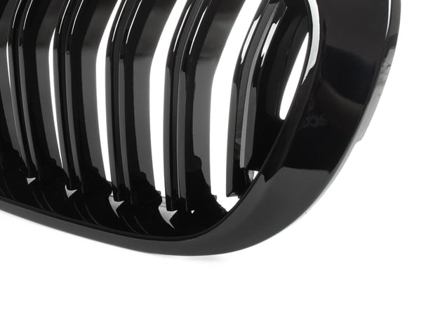 BMW X3 F25 14-17 gitter mellem forlygterne (nyrerne) venstre + højre sæt SORT GLOSSY DOBBELT BAR
