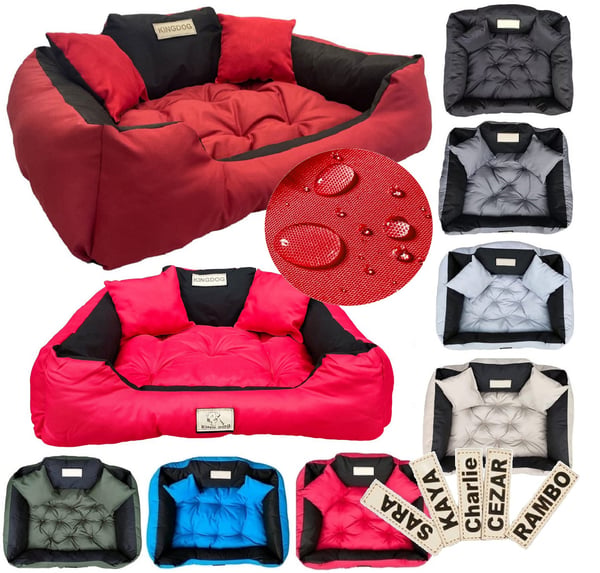 Hundeseng hundegård KINGDOG 145x115 cm personaliseret vandtæt rød