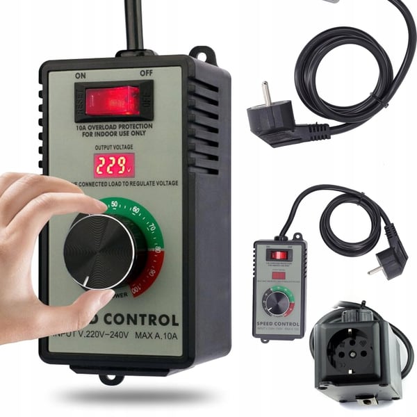 4000W motor-/effekt-/spændingshastighedsregulator i et kabinet med en 230V stikkontakt