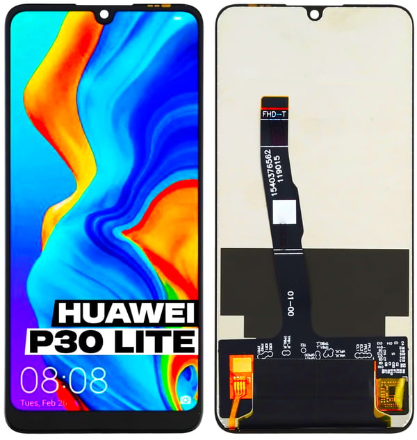 Huawei P30 Lite MAR-LX1A originalt LCD-skærm og berøringsskærm renoveret sort