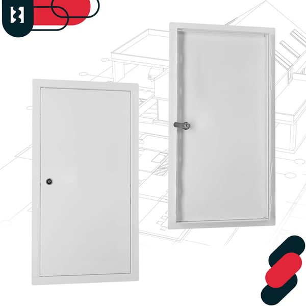 Inspektionsdør med nøglelås stål metal hvid 30 x 60 cm