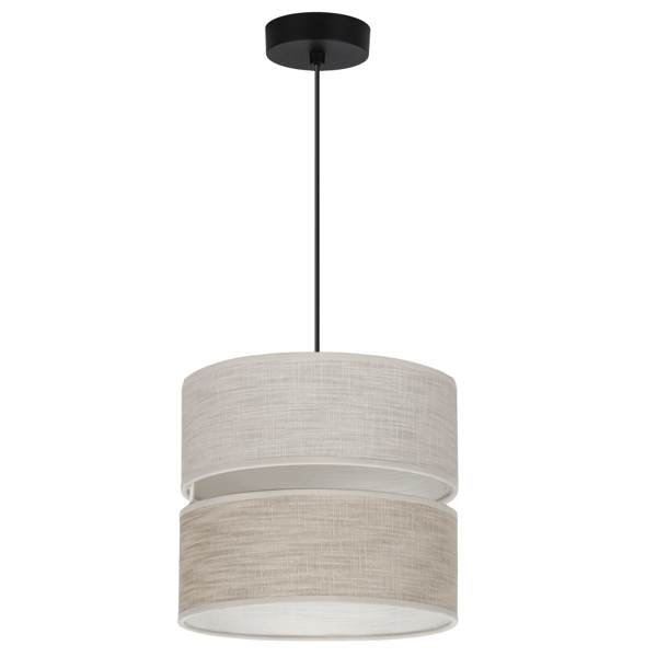 DUO SORT HØRHÆNGELAMPE 1 FLAD LAMPE BEIGE L06 20CM