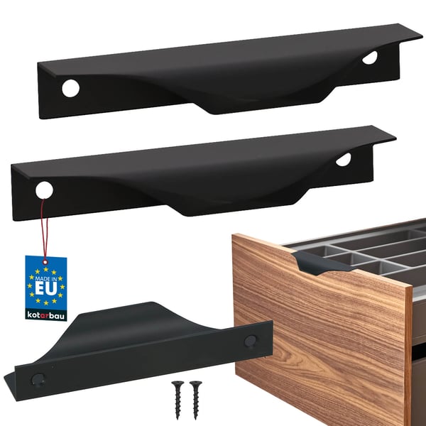Kotarbau Modern Edge möbelhandtag aluminium mattsvart 96/116 mm set om 2