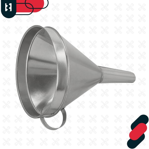 Galvaniseret metaltragt med si, fyringsolifilter, skål 23 cm