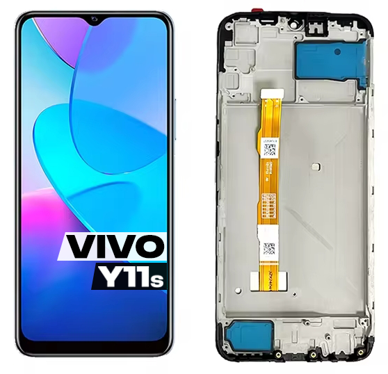 VIVO Y11s V2028 original LCD-skärm med pekskärm och digitaliserare inkl ram