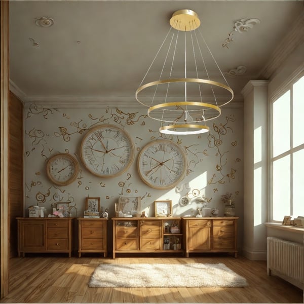 LED loftspendellampe, lysekrone, 3 ringe, 76w, guldfarvet, justerbar, NEUTRAL