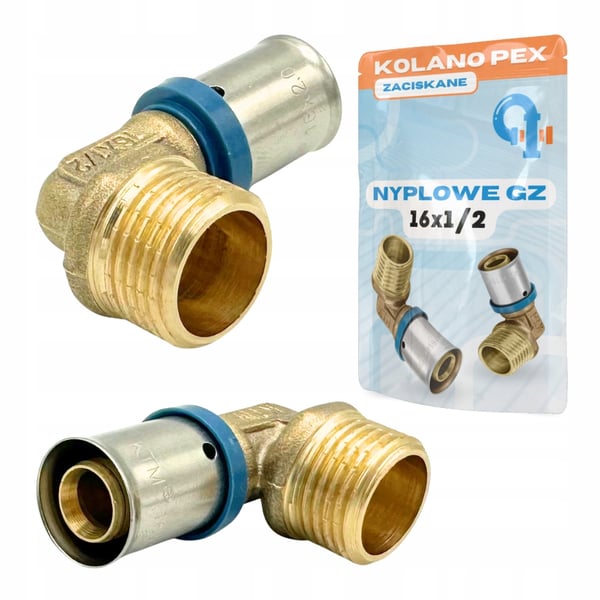 PEX-mutka 16x1/2 gz nippelliitäntä puristettu nippeli