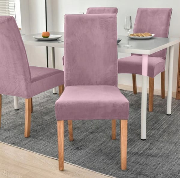 Samettinen tuolinpäällinen, vaaleanpunainen, paksu