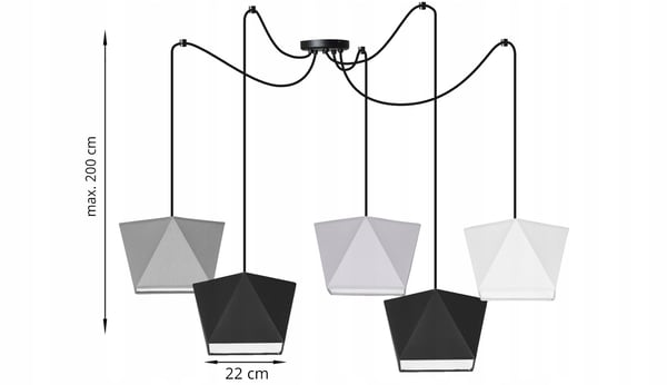 Lofthængende lampe med loftskrone og edderkopskærm