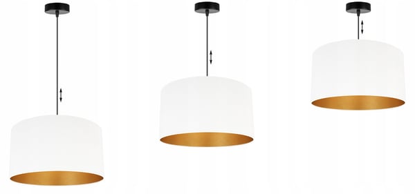 HÆNGENDE LAMPE LOFTSKRONE GYLDEN FLØJLSSKÆRM