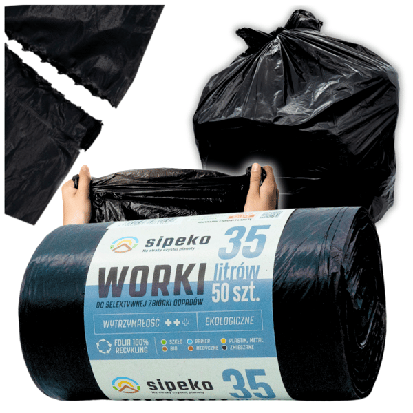 Jätepussit 35l musta LDPE 50 kpl