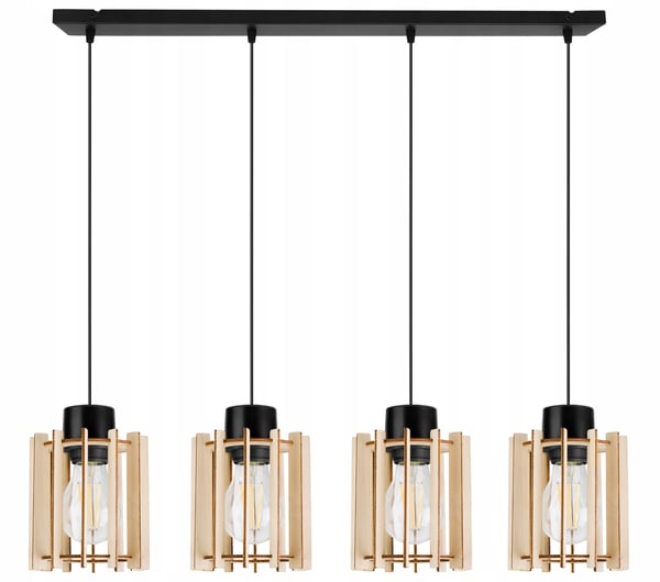 Hængende lampe, loftslysekrone, træ, LED lampeskærm