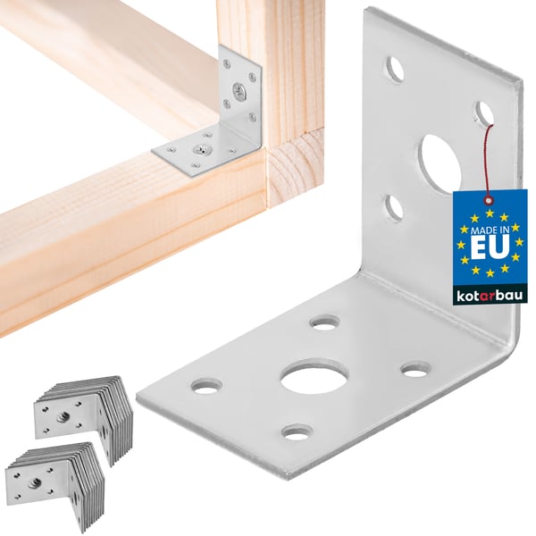Kotarbau® Kirvesmiehen kulmaliitin ruostumatonta terästä sinkittyä 50 x 50 x 35 mm 25 kpl:n sarja