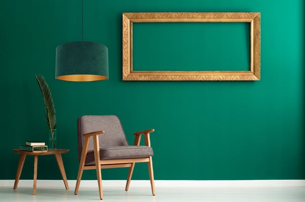 HÆNGENDE LAMPE LOFTSKRONE GYLDEN FLØJLSSKÆRM