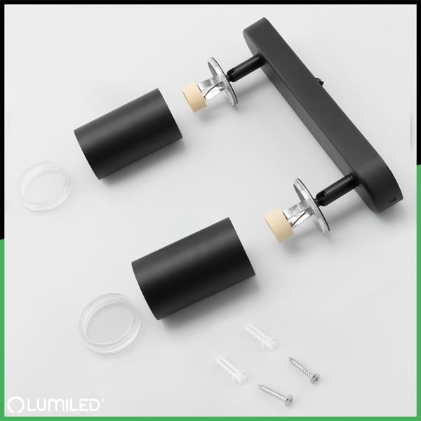 Taklampa reflektorspot LED 2x GU10 IP44 ADERO svart Lumiled