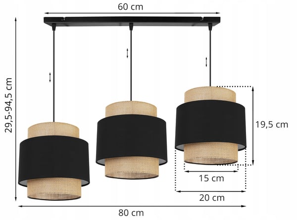 Hængende lampe, loftslysekrone, lampeskærm, boho juta