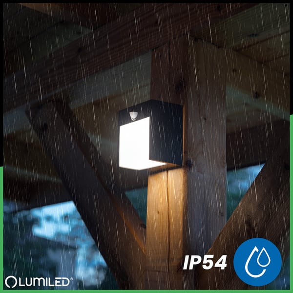 Trädgårdslampa väggmontering LED väggarmatur utomhus PIR-rörelsesensor IP54 12W 3000K RUBUS LUMILED