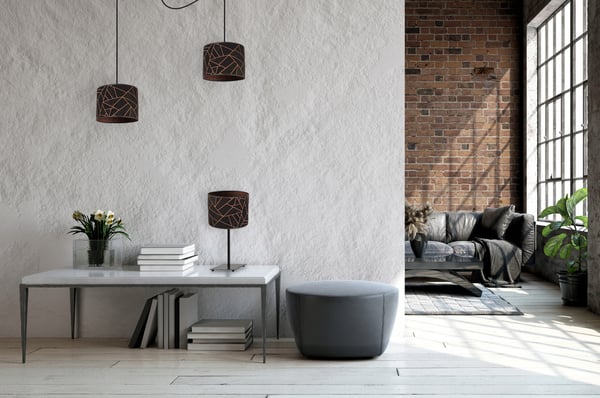 Lofthængende lampe, edderkoppemønster lampeskærm, kobber
