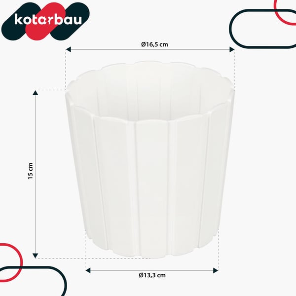 Plastkruka för blommor och örter på balkongen eller terrassen, vit, 17 cm, 4 st