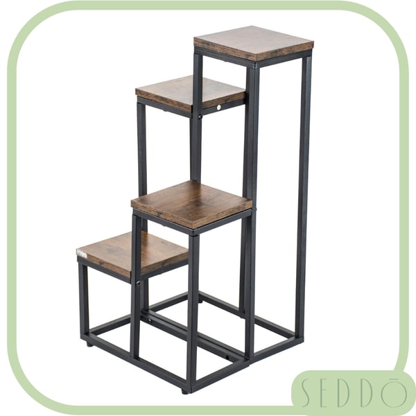 Blomsterstativ, hylde til blomster, planter, potter, fritstående, 4 hylder, loft