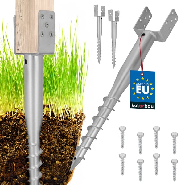 KOTARBAU® stål U-bolt til markankere til hegn og pavilloner 122 x 720 mm, sæt med 2