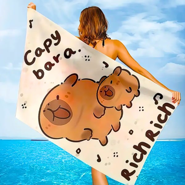 Mikrofiberstrandhandduk Capybara Snabbtorkande 3D 150x75 cm
