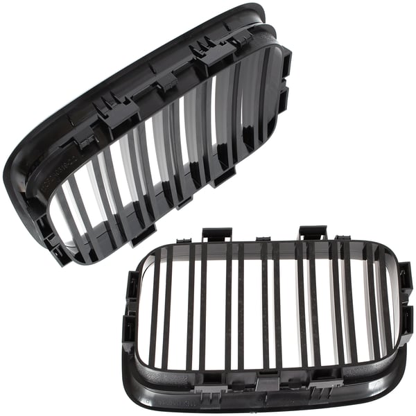 BMW 3 E36 91-96 gitter mellem forlygterne (nyrerne) venstre + højre sæt SORT GLOSSY DOBBELT BAR