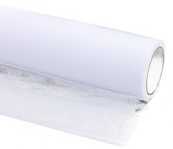 Ensfarvet tyl, hvid, 15 cm x 9 m, 1 stk.